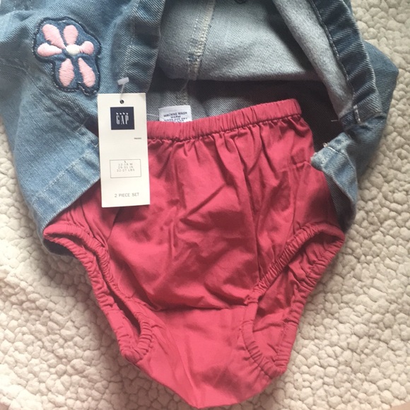 flower printed jean jumper/dress (2pc with undies) - Picture 4 of 5